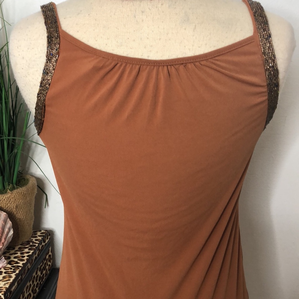 Y2K New York & Co Amber Stretch Knit Embellished Beaded Straps Tank Top Sz XS - Picture 7 of 11
